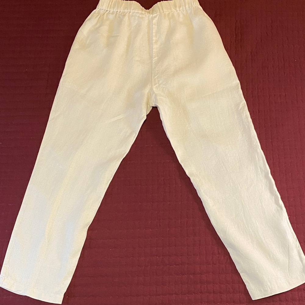 Quince 100% Linen Women's Cream Wide Leg Pants XS - Picture 7 of 7